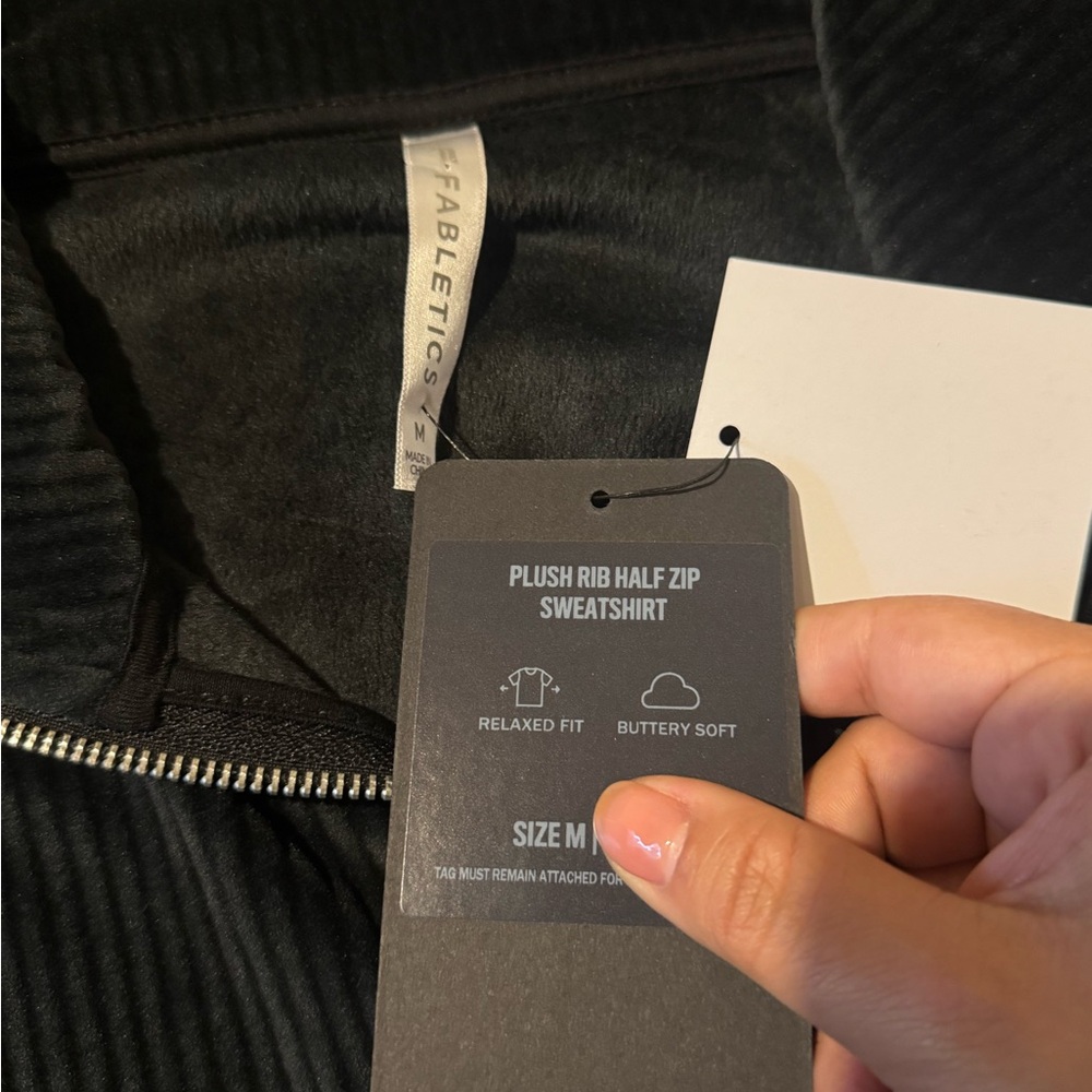 Fabletics Black Ribbed Half Zip Pullover